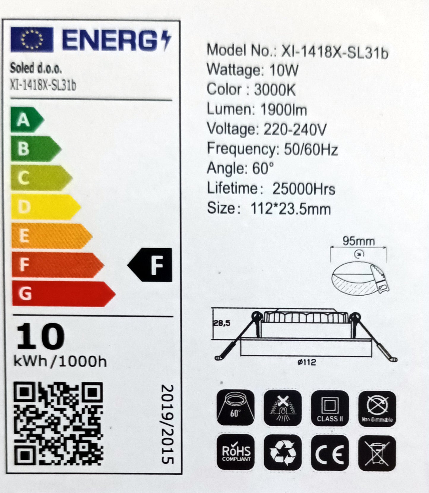 Ugradna stropna LED svjetiljka SLIM 10W, 3000K image 1