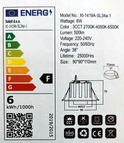 Ugradna izvlačna stropna LED svjetiljka 6W, 2700K-4000K-6500K image 3